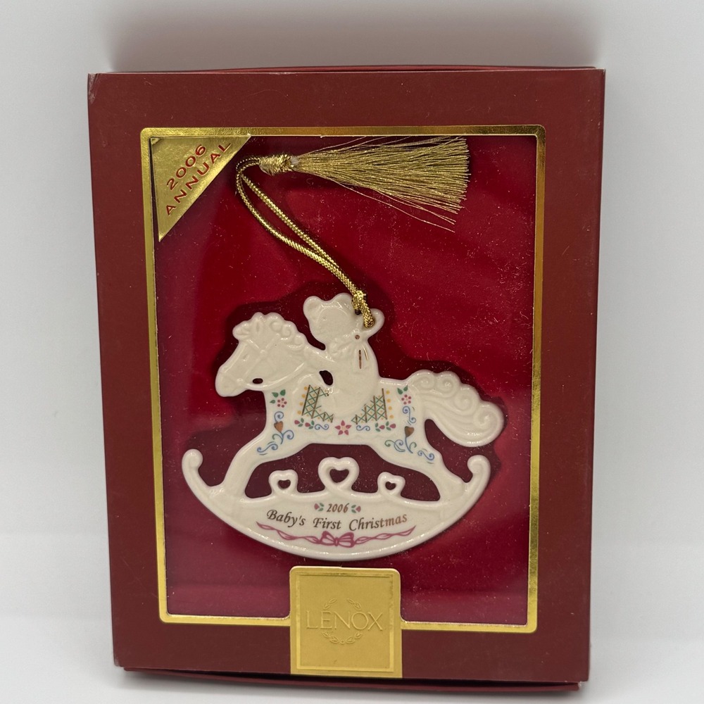 Lenox 2006 Annual Babys First Christmas Rocking Horse Ornament 760578 New